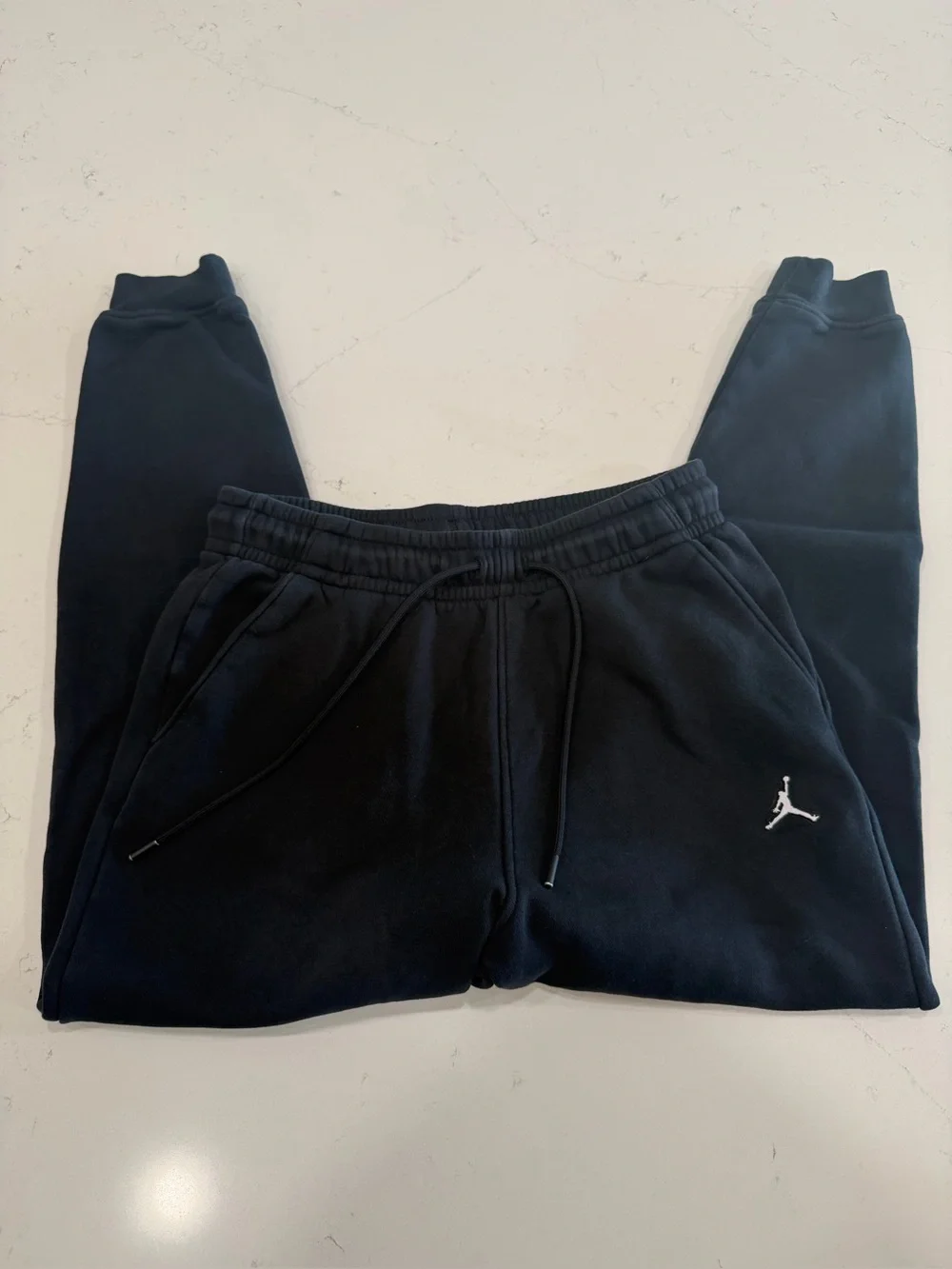 Nike Jordan Men’s Black Joggers with White Jumpman - Small